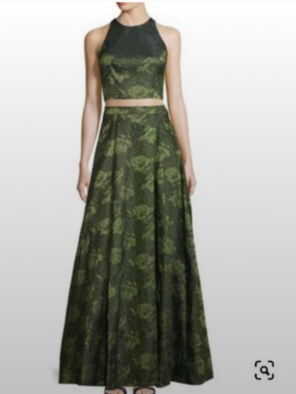 Ball Gown Skirt and Crop Top Set by Alice + Olivia Green Floral